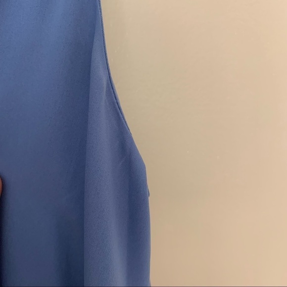 29. [Antibes Blanc] Blue Midi Shark Bite Hem Tent Trapeze Sleeveless Dress - Picture 5 of 10